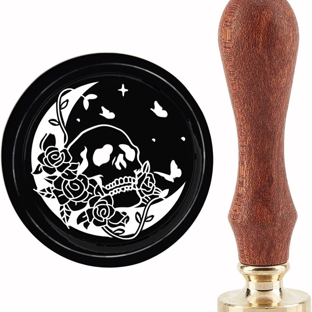 Skull Wax Seal Stamp Halloween Sealing Wax Stamps Rose Moon 30mm Retro Vintage R